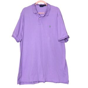 Polo Ralph Lauren Purple Lilac Polo Shirt Oversized Pique Cotton Men’s XXL